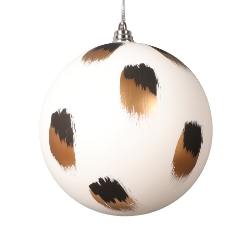 VIC-MT220911 - 4.75" White Brush Strokes Ball, 4-Pack - Vickerman