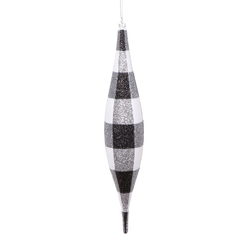 VIC-MT2212930 - 13" White Black Plaid Glitter Shuttle, 2-Pack - Vickerman