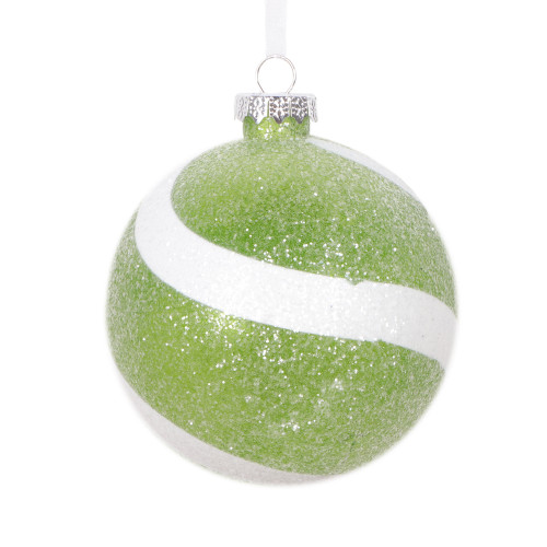 VIC-MT228573 - 4" Lime/White Sugar Glitter Ball, 4-Pack - Vickerman