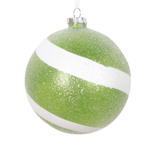 VIC-MT228773 - 4.75" Lime/White Sugar Glitter Ball, 3-Pack - Vickerman