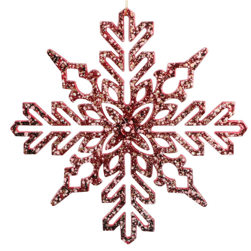 VIC-MT231803 - 9" Red Shiny Snowflake Ornament, 2-Pack - Vickerman
