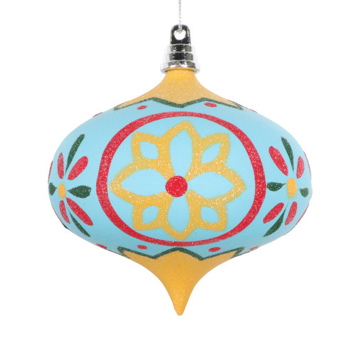 VIC-MT232031 - 4" Lights Blue Hand-painted Onion Ornament, 3-Pack - Vickerman