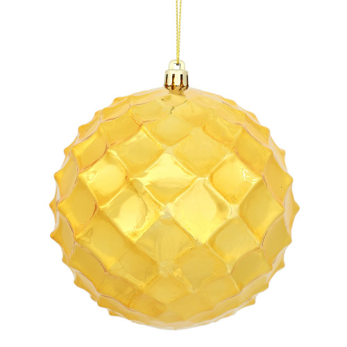 VIC-N174230D - 4.75" Anti Gold Shiny Diam Bauble, 4-Pack - Vickerman
