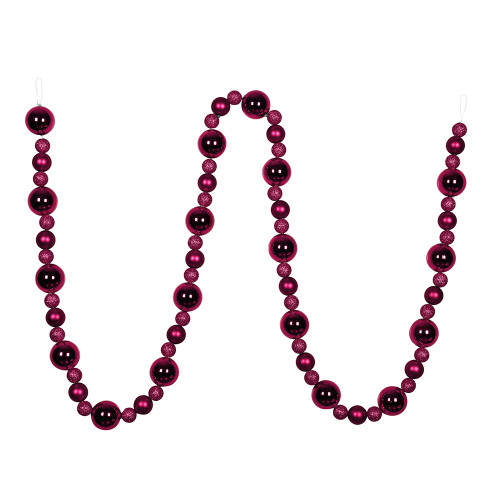VIC-N181721 - 9' Berry Red Assorted Ball Garland - Vickerman