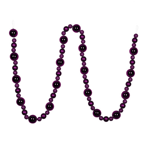 VIC-N181726 - 9' Plum Assorted Ball Garland - Vickerman