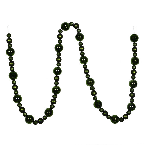 VIC-N181764 - 9' Moss Green Assorted Ball Garland - Vickerman