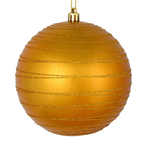 VIC-N187830D - 6" Antique Gold Candy Glitter Ball, 3-Pack - Vickerman