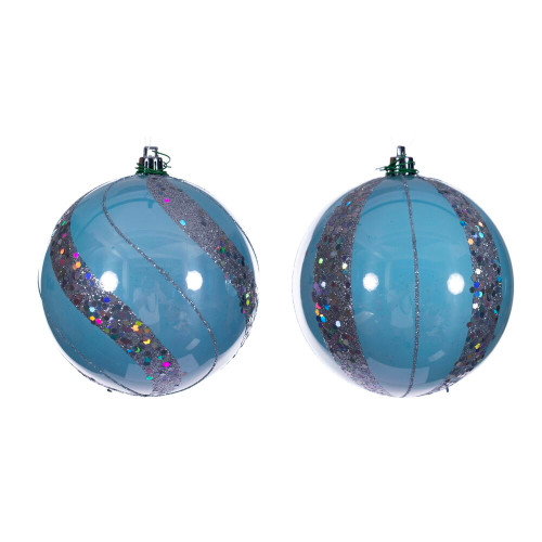 VIC-N231032D - 4" Baby Blue Pearl Sequin Ball Ornament 6/Ass - Vickerman