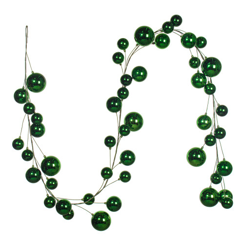 VIC-N250204 - 10' Green Shiny Branch Ball Garland 2-4" - Vickerman