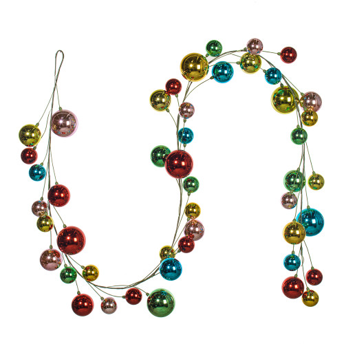 VIC-N250294 - 10' Multi Shiny Branch Ball Garland 2-4" - Vickerman