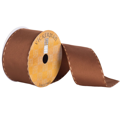 VIC-Q170002 - 2.5"x10yd Medium Brown Stitch Edge - Vickerman