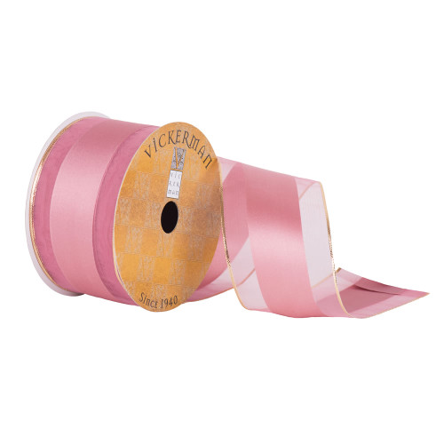VIC-Q170048 - 2.5"x10yd Dusty Rose Satin Sheer Gold - Vickerman
