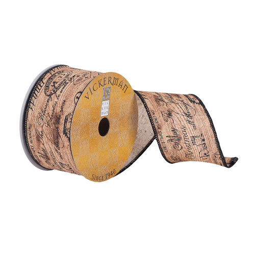 VIC-Q180356 - 2.5"x10yd Natural Wood Holiday Writing - Vickerman