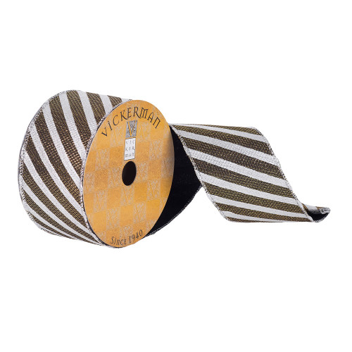 VIC-Q180488 - 2.5"x10yd White/Black Stripe Rivet Pattn - Vickerman