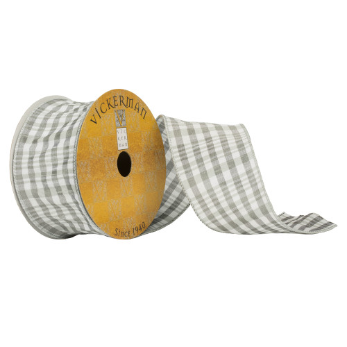 VIC-Q180536 - 2.5"x10yd Gray/White Plaid Ribbon - Vickerman