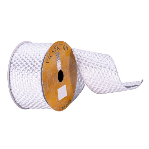 VIC-Q214663 - 2.5"x10yd Silver Spots Ribbon - Vickerman