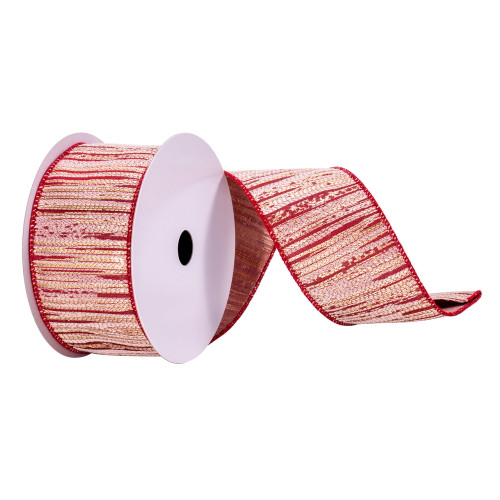 VIC-Q214821 - 2.5"x10yd Red/Cream/Champagne Ribbon - Vickerman