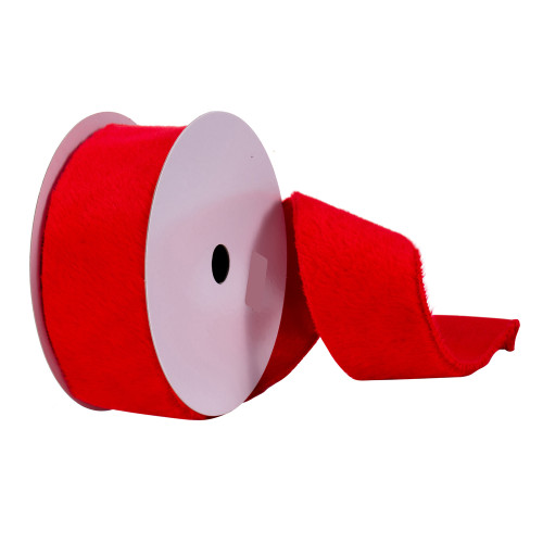 VIC-Q214895 - 2.5"x10yd Red Faux Fur Ribbon - Vickerman