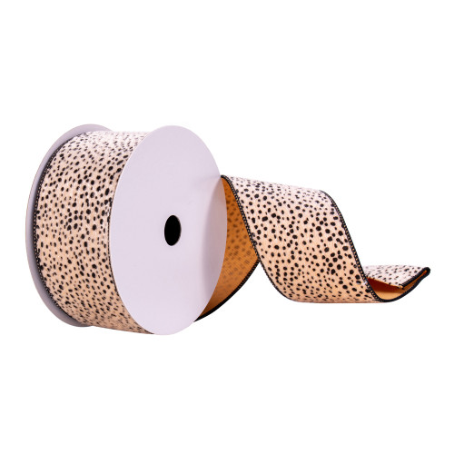VIC-Q215031 - 2.5"x10yd Cream Cheetah Ribbon - Vickerman