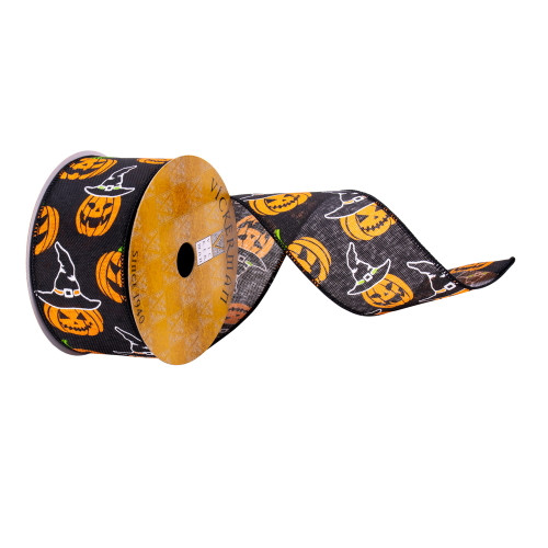 VIC-Q215059 - 2.5"x10yd Black Jack O Lantern Ribbon - Vickerman