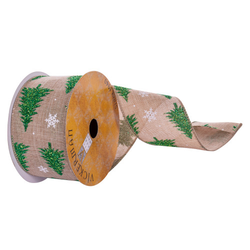 VIC-Q220745 - 2.5"x10yd Natural Green Tree Ribbon - Vickerman