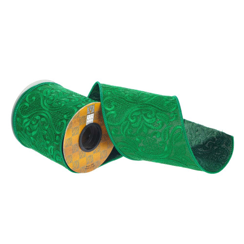 VIC-Q227315 - 4"x5yd Green Embroidery Ribbon - Vickerman