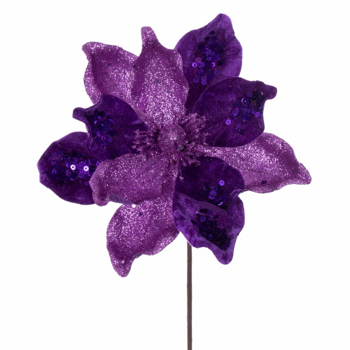 VIC-QG211006 - 15" Purple Deluxe Magnolia 8" Flower, 6-Pack - Vickerman