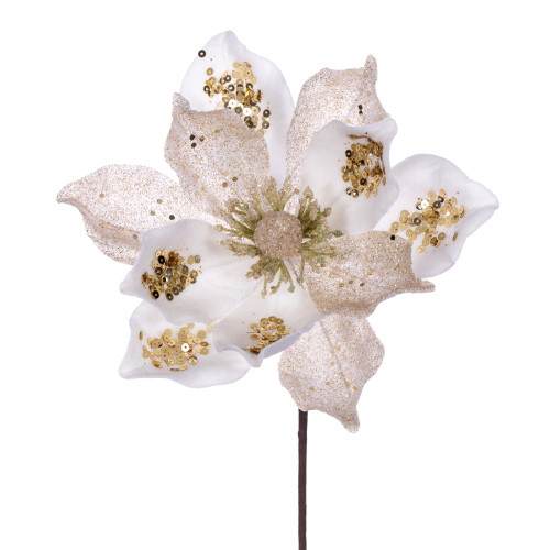 VIC-QG211011 - 15" Cream Deluxe Magnolia 8" Flower, 6-Pack - Vickerman