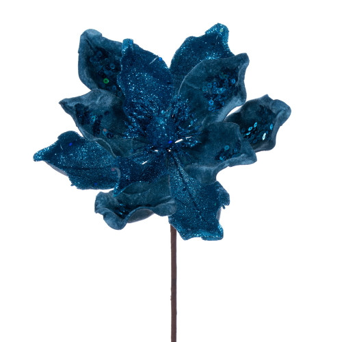VIC-QG211012 - 15" Turquoise Deluxe Magnolia 8" Flower, 6-Pack - Vickerman
