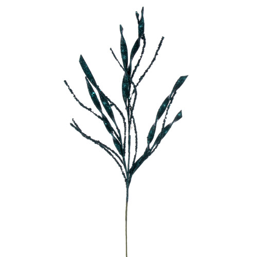 VIC-QG223362 - 34" Sea Blue Wavy/Spiral Glitter Spray, 6-Pack - Vickerman