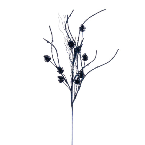 VIC-QG224031 - 32" Midnight Blue Cone Twig Glitter Spray, 6-Pack - Vickerman