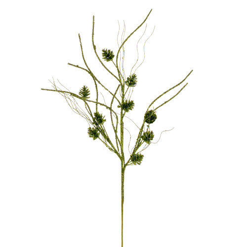 VIC-QG224073 - 32" Lime Pinecone Twig Glitter Spray, 6-Pack - Vickerman