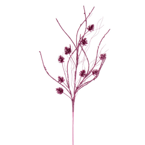 VIC-QG224079 - 32" Pink Pinecone Twig Glitter Spray, 6-Pack - Vickerman
