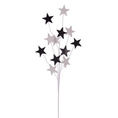 VIC-QG224304 - 34" Black/White Star Glitter Spray, 6-Pack - Vickerman