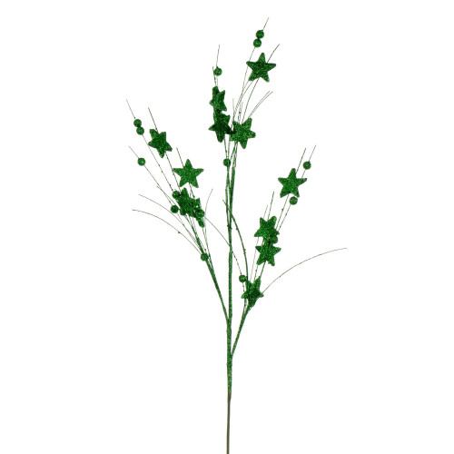 VIC-QG224604 - 33" Green Star/Ball Glitter Spray, 6-Pack - Vickerman