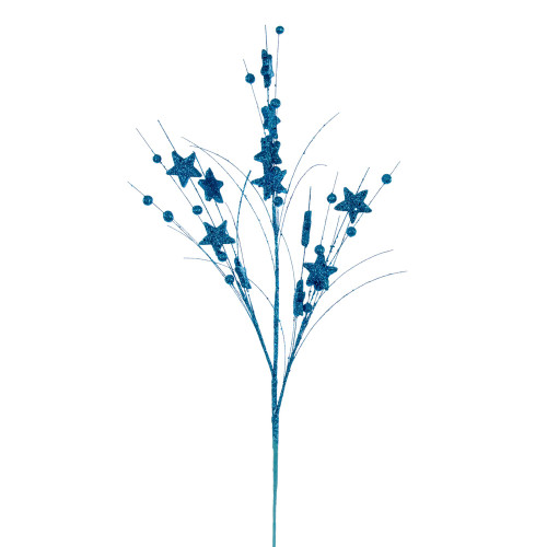 VIC-QG224612 - 33" Turquoise Star/Ball Glitter Spray, 6-Pack - Vickerman