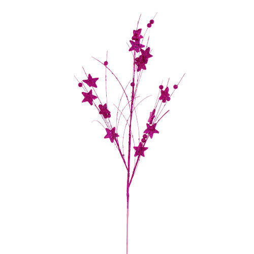 VIC-QG224613 - 33" Hot Pink Star/Ball Glitter Spray, 6-Pack - Vickerman
