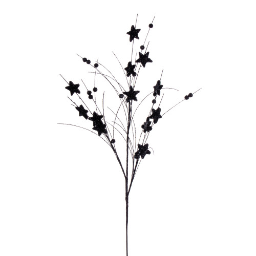 VIC-QG224617 - 33" Black Star/Ball Glitter Spray, 6-Pack - Vickerman