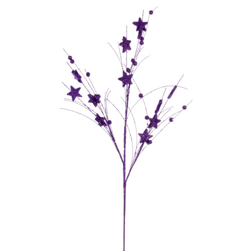 VIC-QG224666 - 33" Purple Star/Ball Glitter Spray, 6-Pack - Vickerman