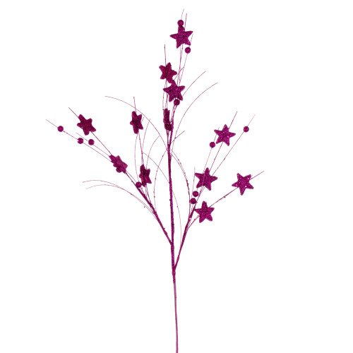 VIC-QG224670 - 33" Fuchsia Star/Ball Glitter Spray, 6-Pack - Vickerman
