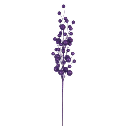VIC-QG226766 - 27" Purple Multi Ball Glitter Spray, 4-Pack - Vickerman