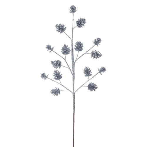 VIC-QG231107 - 24" Silver Pinecone Glitter Spray, 6-Pack - Vickerman