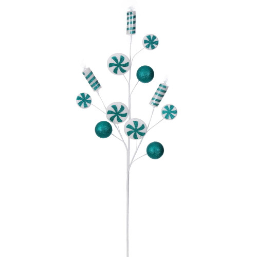 VIC-QG231742 - 31" Teal/White Candy Cane Spray, 4-Pack - Vickerman