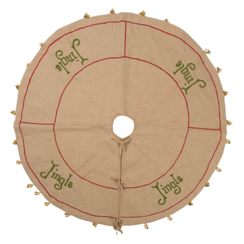 VIC-QTX17421 - 60" Burlap Jingle Collection Tree Skirt - Vickerman