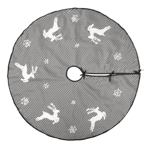 VIC-QTX191248 - 48" White/Black Check Reindeer Treeskirt - Vickerman