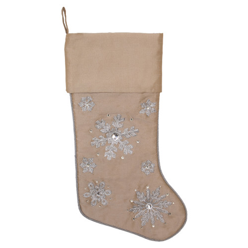 VIC-QTX201019 - 19" Champagne Snowflake Stocking - Vickerman