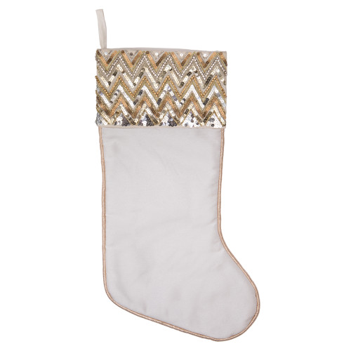VIC-QTX201811 - 19" White Chevron Sequin Stocking - Vickerman