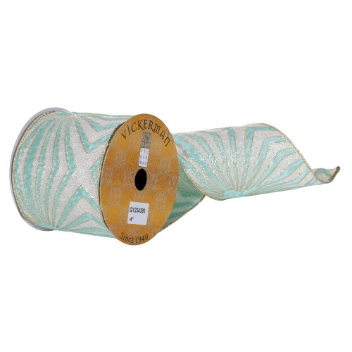 VIC-QY234390 - 4"X10Y Teal Metallic Prism Ribbon - Vickerman