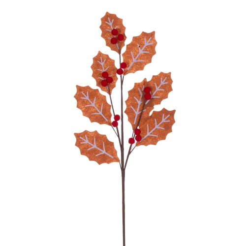 VIC-RG222576 - 27.5" Brn/White Felt Hlly/Berry Spray, 4-Pack - Vickerman