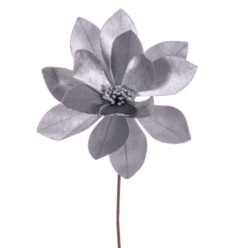 VIC-RG223307 - 22" Silver Velvet Sheen Poinsettia, 4-Pack - Vickerman
